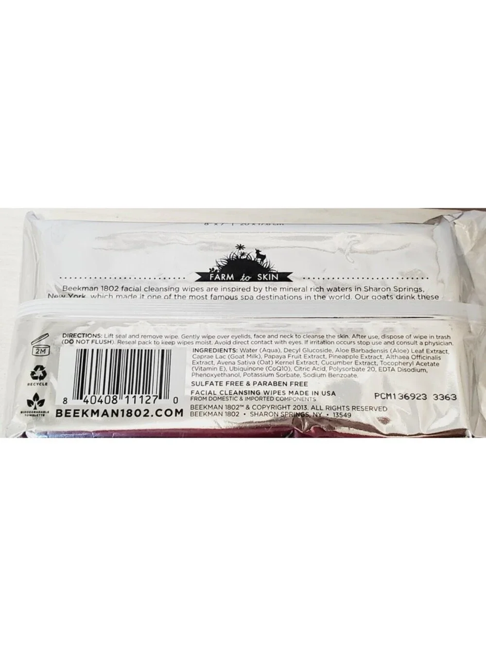 Beekman 1802 Pure Goat Milk Facial Cleansing Wipes 30 Wipes